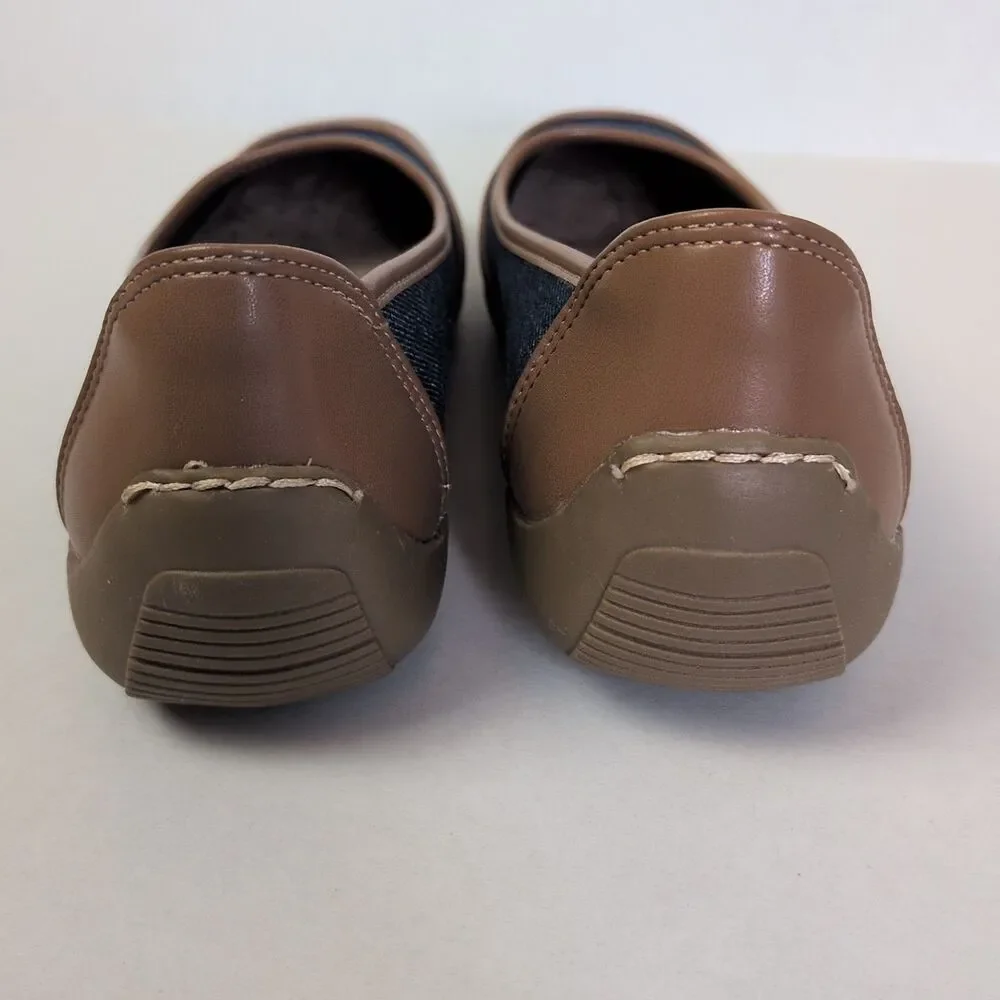 ARRAY Cascade Women's 8.5 Slip On Flats Support Jean Material Brown Tan